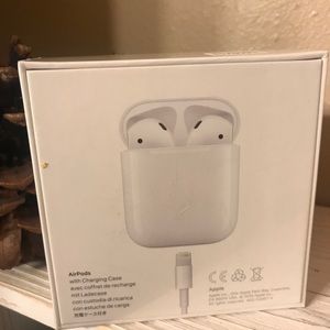 Apple AirPods with charging case.